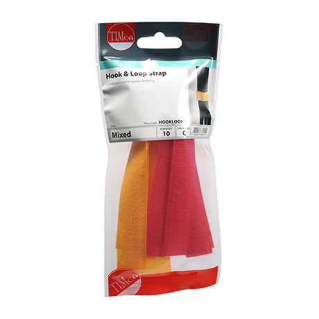 This is an image showing TIMCO Coloured Hook & Loop Straps - Mixed - 10 Pieces TIMpac available from T.H Wiggans Ironmongery in Kendal, quick delivery at discounted prices.