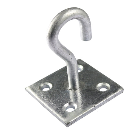 This is an image showing TIMCO Hook on Plate - Hot Dipped Galvanised - 2" - 1 Each Plain Bag available from T.H Wiggans Ironmongery in Kendal, quick delivery at discounted prices.