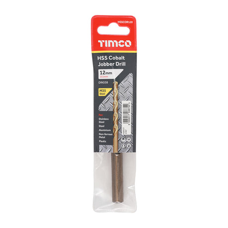 This is an image showing TIMCO Ground Jobber Drills - Cobalt M35 - 12.0mm - 1 Each Wallet available from T.H Wiggans Ironmongery in Kendal, quick delivery at discounted prices.
