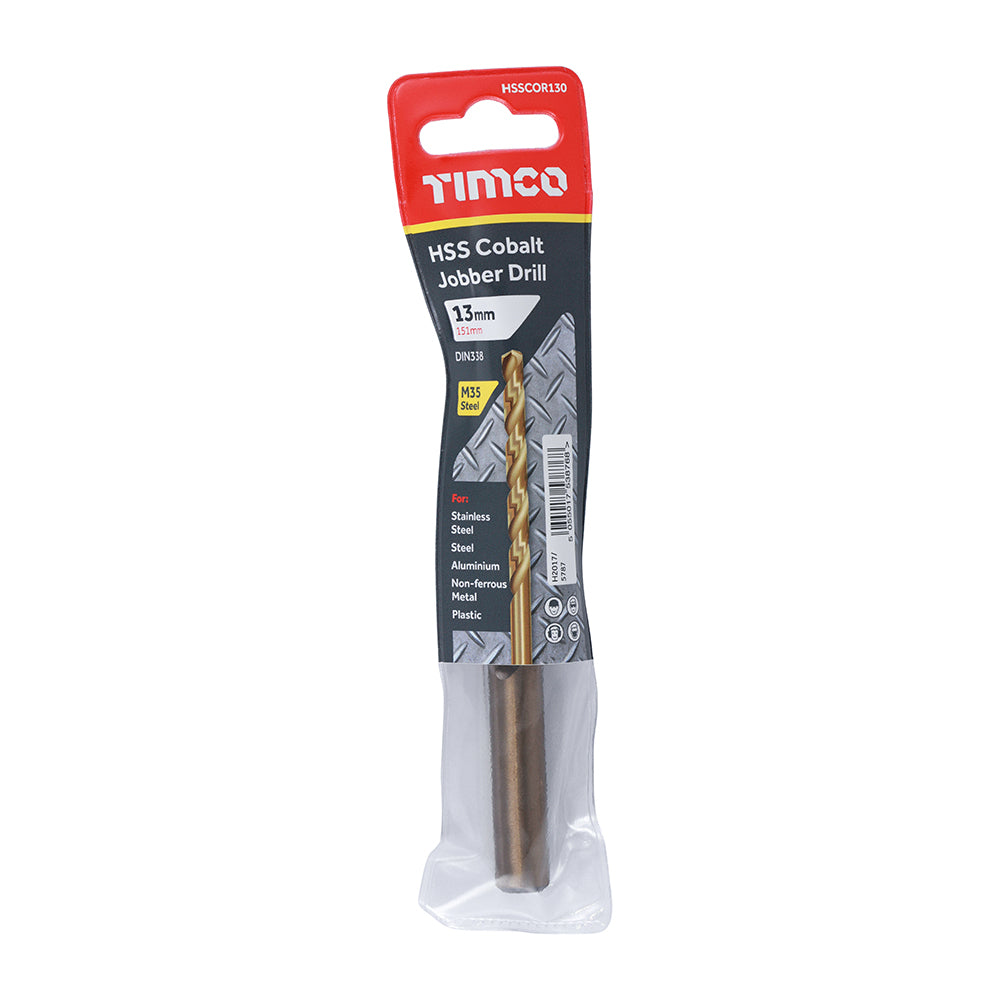 This is an image showing TIMCO Ground Jobber Drills - Cobalt M35 - 13.0mm - 1 Each Wallet available from T.H Wiggans Ironmongery in Kendal, quick delivery at discounted prices.