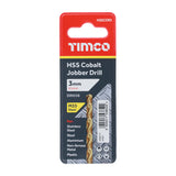 This is an image showing TIMCO Ground Jobber Drills - Cobalt M35 - 3.0mm - 1 Each Wallet available from T.H Wiggans Ironmongery in Kendal, quick delivery at discounted prices.