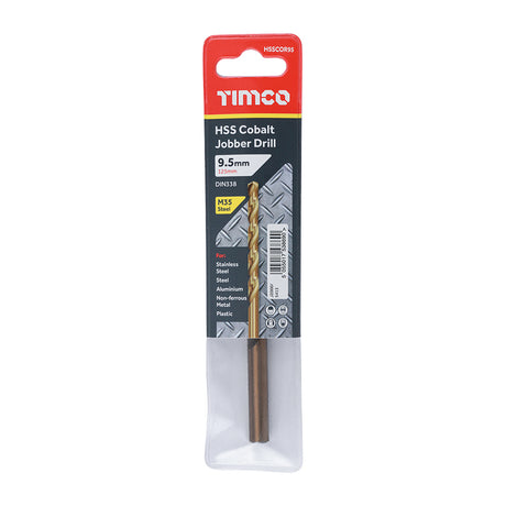 This is an image showing TIMCO Ground Jobber Drills - Cobalt M35 - 9.5mm - 1 Each Wallet available from T.H Wiggans Ironmongery in Kendal, quick delivery at discounted prices.