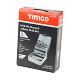 This is an image showing TIMCO Ground Jobber Drills Set - HSS - 19pcs - 19 Pieces Case available from T.H Wiggans Ironmongery in Kendal, quick delivery at discounted prices.