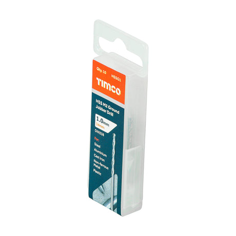 This is an image showing TIMCO Ground Jobber Drills - HSS M2 - 1.0mm - 10 Pieces Tube available from T.H Wiggans Ironmongery in Kendal, quick delivery at discounted prices.
