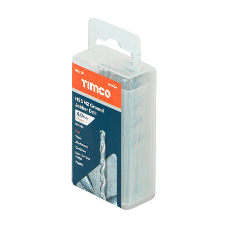 This is an image showing TIMCO Ground Jobber Drills - HSS M2 - 4.0mm - 10 Pieces Tube available from T.H Wiggans Ironmongery in Kendal, quick delivery at discounted prices.