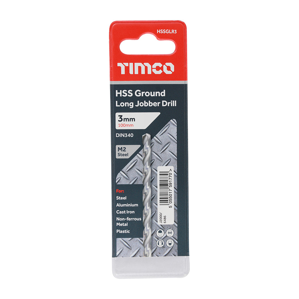 This is an image showing TIMCO Ground Long Jobber Drills - HSS M2 - 3.0mm - 1 Each Wallet available from T.H Wiggans Ironmongery in Kendal, quick delivery at discounted prices.