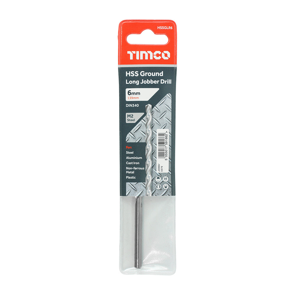 This is an image showing TIMCO Ground Long Jobber Drills - HSS M2 - 6.0mm - 1 Each Wallet available from T.H Wiggans Ironmongery in Kendal, quick delivery at discounted prices.