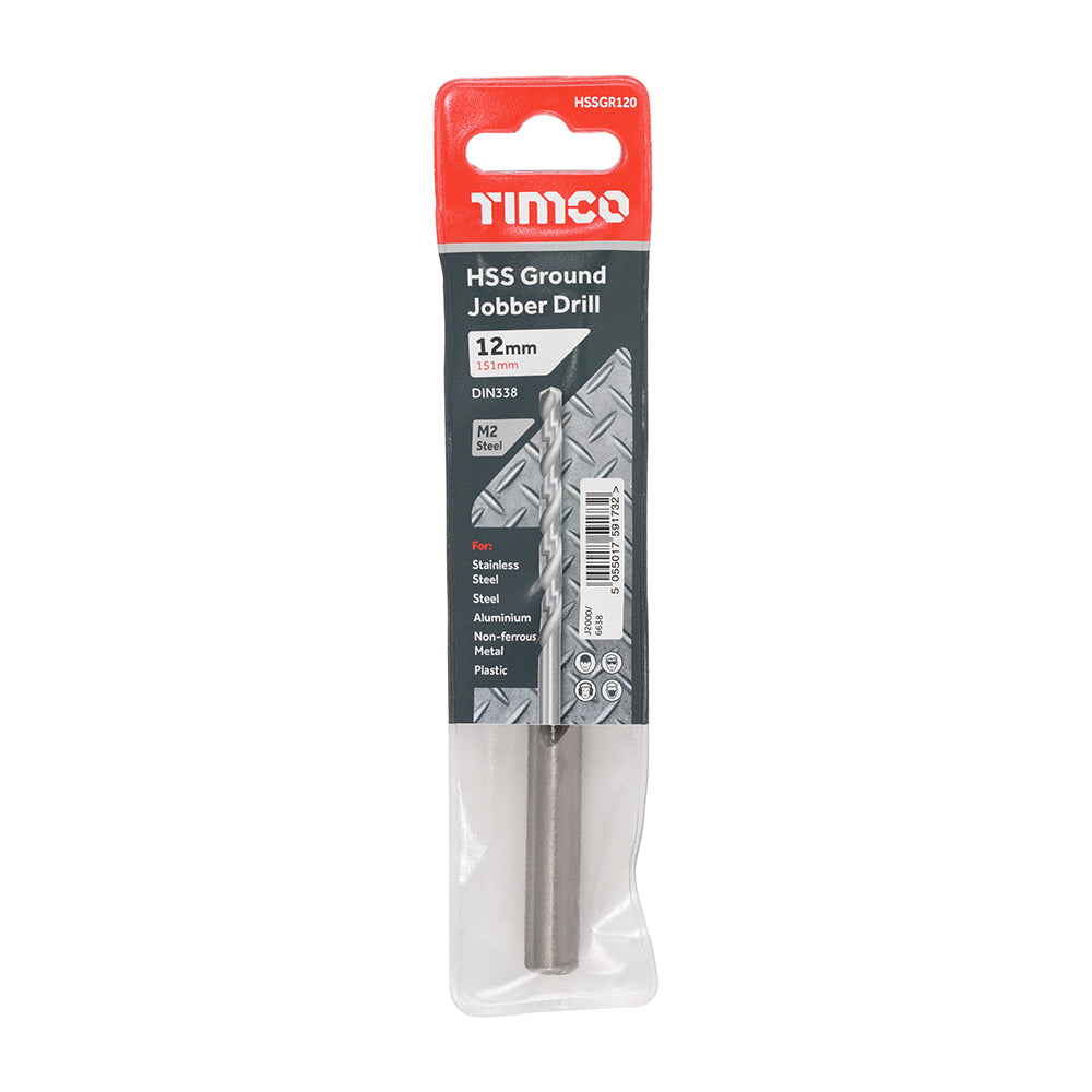 This is an image showing TIMCO Ground Jobber Drills - HSS M2 - 12.0mm - 1 Each Wallet available from T.H Wiggans Ironmongery in Kendal, quick delivery at discounted prices.