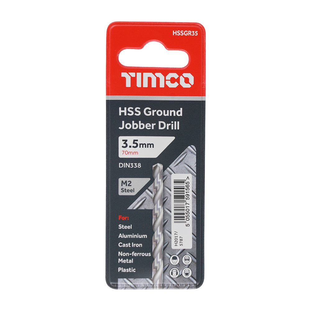 This is an image showing TIMCO Ground Jobber Drills - HSS M2 - 3.5mm - 1 Each Wallet available from T.H Wiggans Ironmongery in Kendal, quick delivery at discounted prices.