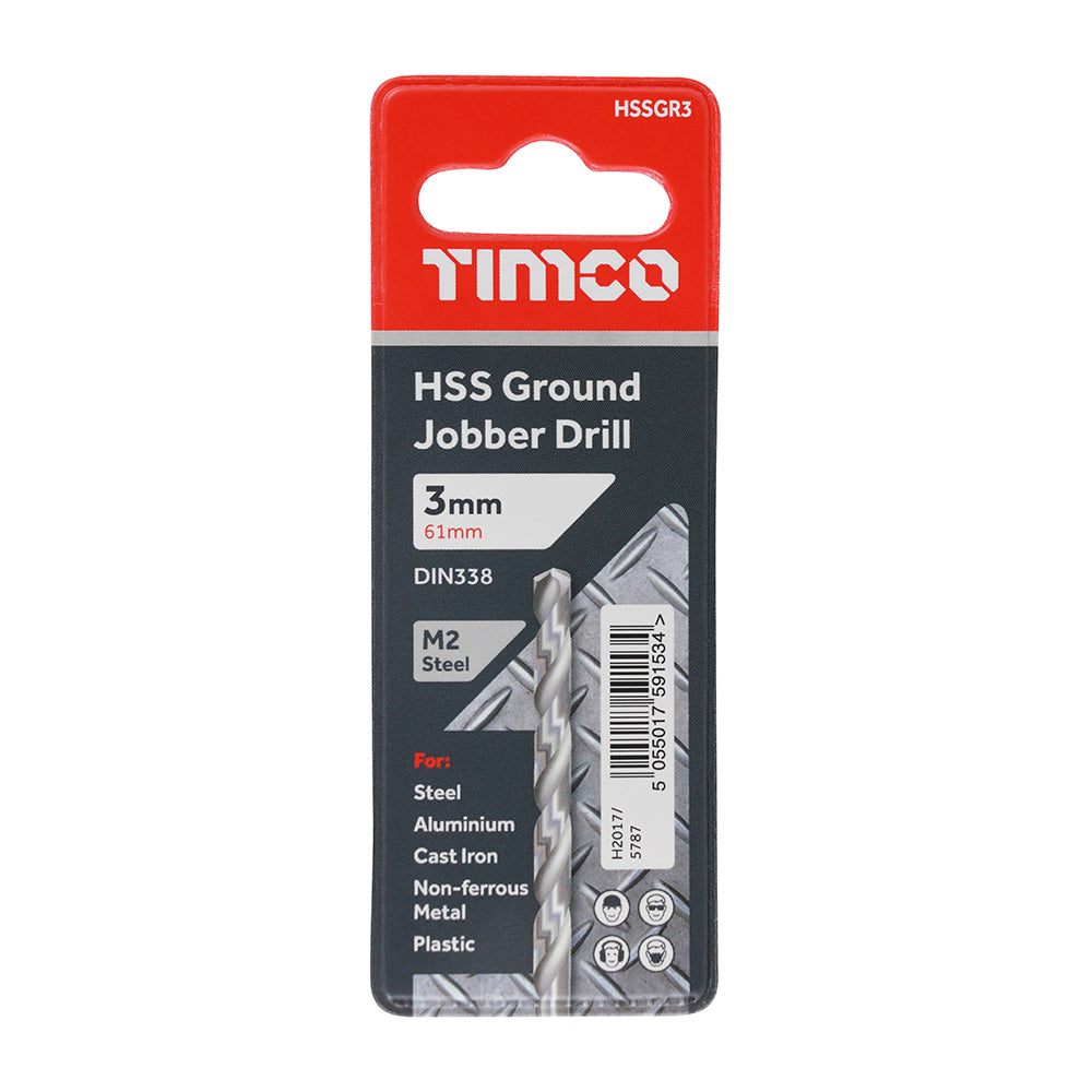 This is an image showing TIMCO Ground Jobber Drills - HSS M2 - 3.0mm - 1 Each Wallet available from T.H Wiggans Ironmongery in Kendal, quick delivery at discounted prices.