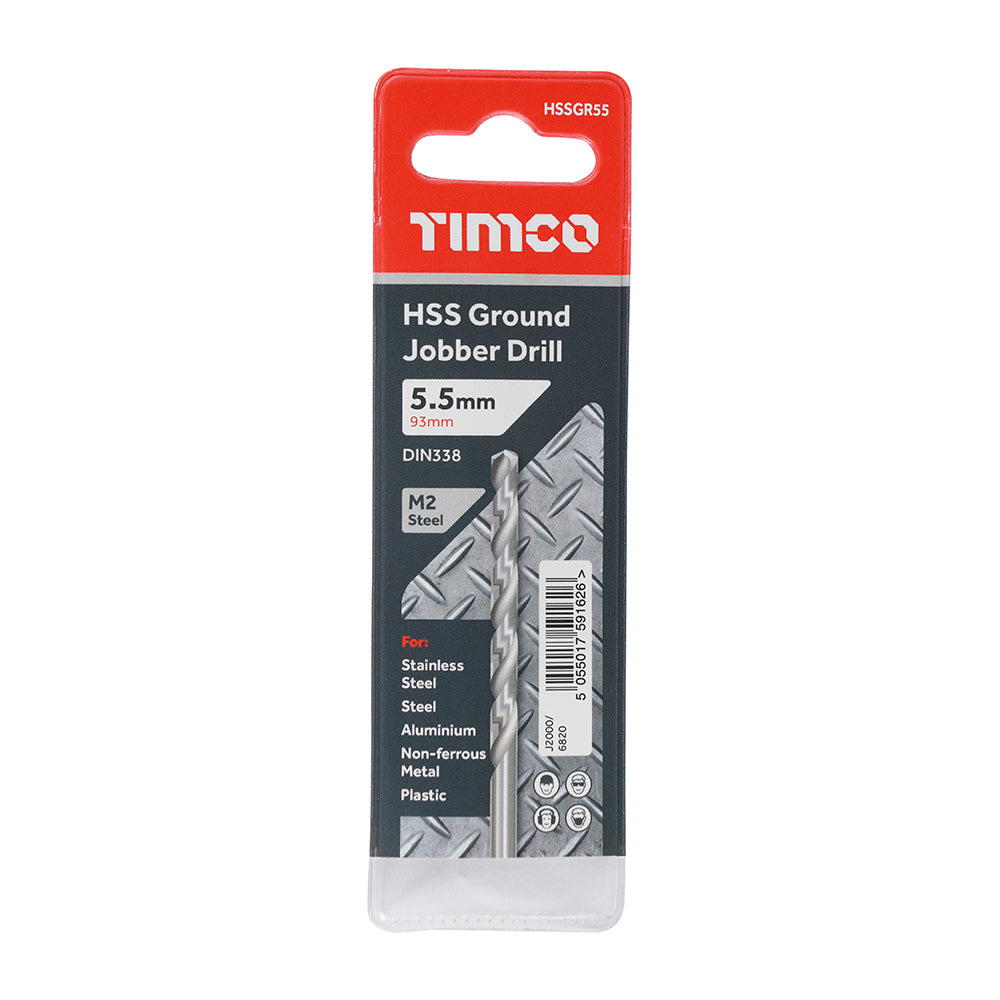 This is an image showing TIMCO Ground Jobber Drills - HSS M2 - 5.5mm - 1 Each Wallet available from T.H Wiggans Ironmongery in Kendal, quick delivery at discounted prices.