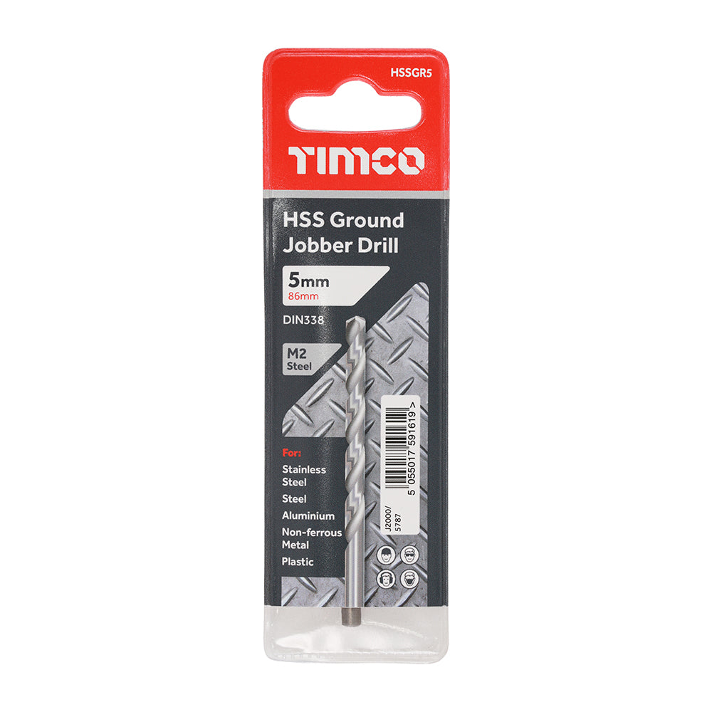 This is an image showing TIMCO Ground Jobber Drills - HSS M2 - 5.0mm - 1 Each Wallet available from T.H Wiggans Ironmongery in Kendal, quick delivery at discounted prices.