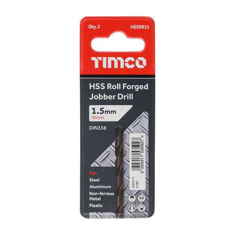 This is an image showing TIMCO Roll Forged Jobber Drills - HSS - 1.5mm - 10 Pieces Tube available from T.H Wiggans Ironmongery in Kendal, quick delivery at discounted prices.