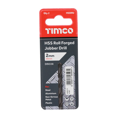 This is an image showing TIMCO Roll Forged Jobber Drills - HSS - 2.0mm - 10 Pieces Tube available from T.H Wiggans Ironmongery in Kendal, quick delivery at discounted prices.