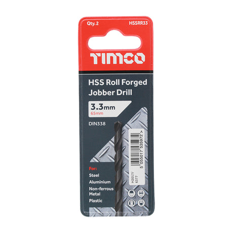 This is an image showing TIMCO Roll Forged Jobber Drills - HSS - 3.3mm - 10 Pieces Tube available from T.H Wiggans Ironmongery in Kendal, quick delivery at discounted prices.
