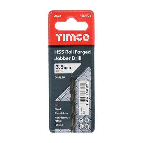 This is an image showing TIMCO Roll Forged Jobber Drills - HSS - 3.5mm - 10 Pieces Tube available from T.H Wiggans Ironmongery in Kendal, quick delivery at discounted prices.