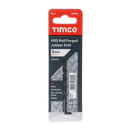This is an image showing TIMCO Roll Forged Jobber Drills - HSS - 5.0mm - 10 Pieces Tube available from T.H Wiggans Ironmongery in Kendal, quick delivery at discounted prices.