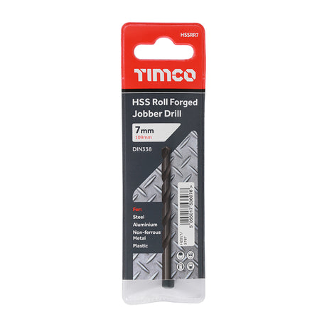 This is an image showing TIMCO Roll Forged Jobber Drills - HSS - 7.0mm - 10 Pieces Tube available from T.H Wiggans Ironmongery in Kendal, quick delivery at discounted prices.