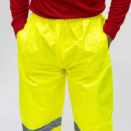 This is an image showing TIMCO Hi-Visibility Elasticated Waist Trousers - Yellow - XXX Large - 1 Each Bag available from T.H Wiggans Ironmongery in Kendal, quick delivery at discounted prices.