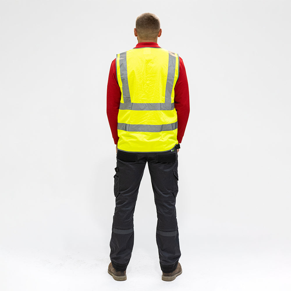This is an image showing TIMCO Hi-Visibility Executive Vest - Yellow - Small - 1 Each Bag available from T.H Wiggans Ironmongery in Kendal, quick delivery at discounted prices.