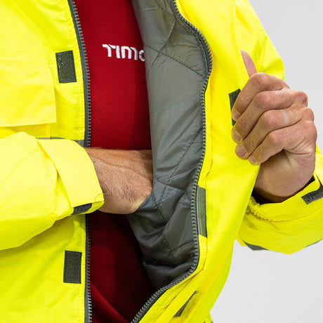 This is an image showing TIMCO Hi-Visibility Bomber Jacket - Yellow - Medium - 1 Each Bag available from T.H Wiggans Ironmongery in Kendal, quick delivery at discounted prices.