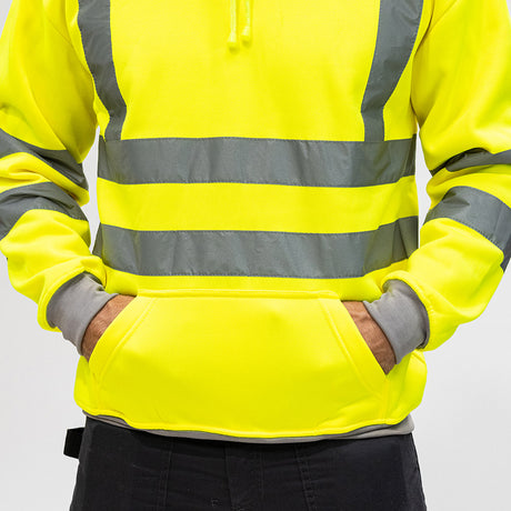 This is an image showing TIMCO Hi-Visibility Sweatshirt with Hood - Yellow - Medium - 1 Each Bag available from T.H Wiggans Ironmongery in Kendal, quick delivery at discounted prices.