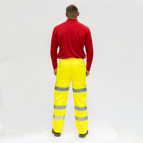 This is an image showing TIMCO Hi-Visibility Executive Trousers - Yellow - XXX Large - 1 Each Bag available from T.H Wiggans Ironmongery in Kendal, quick delivery at discounted prices.