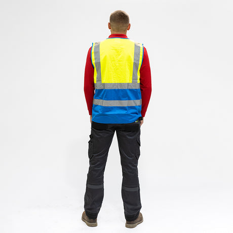 This is an image showing TIMCO Hi-Visibility Executive Vest - Yellow & Blue - XXX Large - 1 Each Bag available from T.H Wiggans Ironmongery in Kendal, quick delivery at discounted prices.