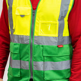This is an image showing TIMCO Hi-Visibility Executive Vest - Yellow & Green - Large - 1 Each Bag available from T.H Wiggans Ironmongery in Kendal, quick delivery at discounted prices.