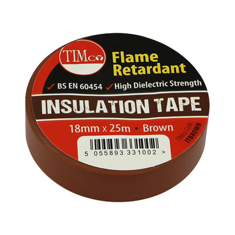 This is an image showing TIMCO PVC Insulation Tape - Brown - 25m x 18mm - 10 Pieces Roll Pack available from T.H Wiggans Ironmongery in Kendal, quick delivery at discounted prices.