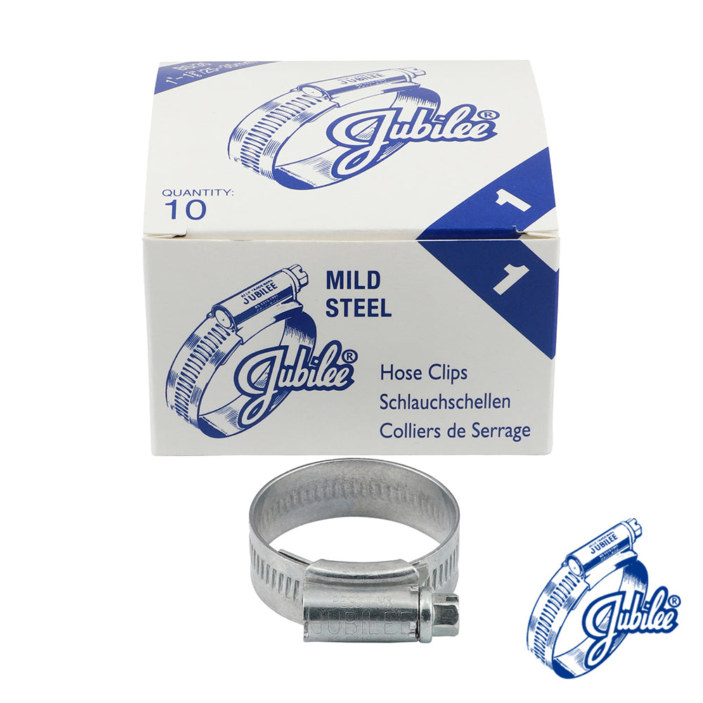 This is an image showing TIMCO Jubilee Clip Mild Steel - 1MS - 25 - 35mm - 10 Pieces Box available from T.H Wiggans Ironmongery in Kendal, quick delivery at discounted prices.