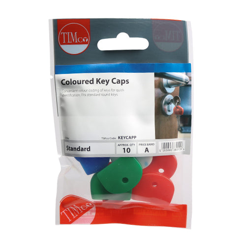 This is an image showing TIMCO Coloured Key Caps - Mixed Colours - 10 Pieces TIMpac available from T.H Wiggans Ironmongery in Kendal, quick delivery at discounted prices.
