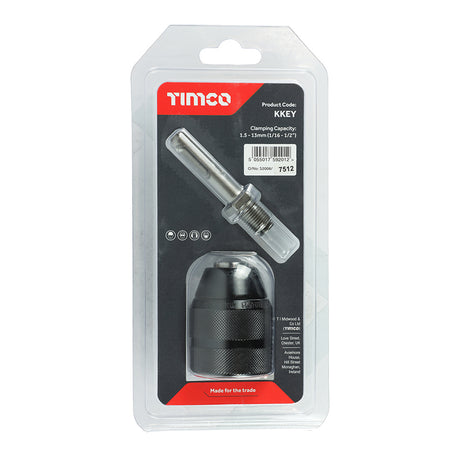 This is an image showing TIMCO 1/2" Keyless Chuck & SDS Plus Adaptor Set - 1/2" - 1 Each Blister Pack available from T.H Wiggans Ironmongery in Kendal, quick delivery at discounted prices.