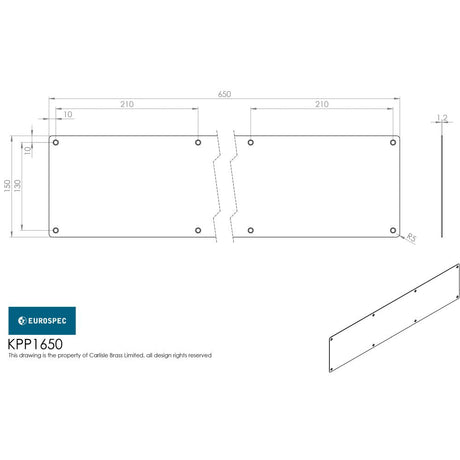 This is an image of Eurospec - Kickplate 650 x 150mm - SSS available to order from T.H Wiggans Architectural Ironmongery in Kendal, quick delivery and discounted prices.