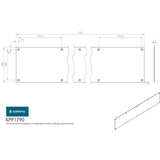 This image is a line drwaing of a Eurospec - Kickplate 790 x 150mm - SSS available to order from Trade Door Handles in Kendal