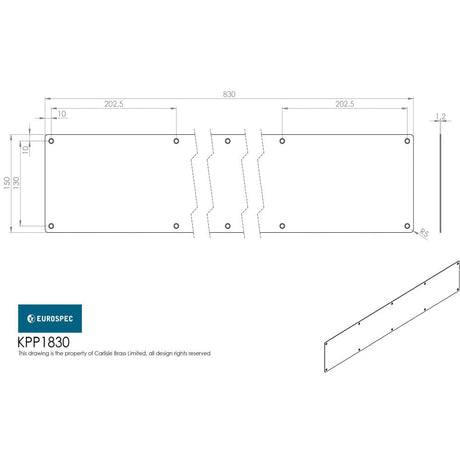 This is an image of Eurospec - Kickplate 830 x 150mm - SSS available to order from T.H Wiggans Architectural Ironmongery in Kendal, quick delivery and discounted prices.