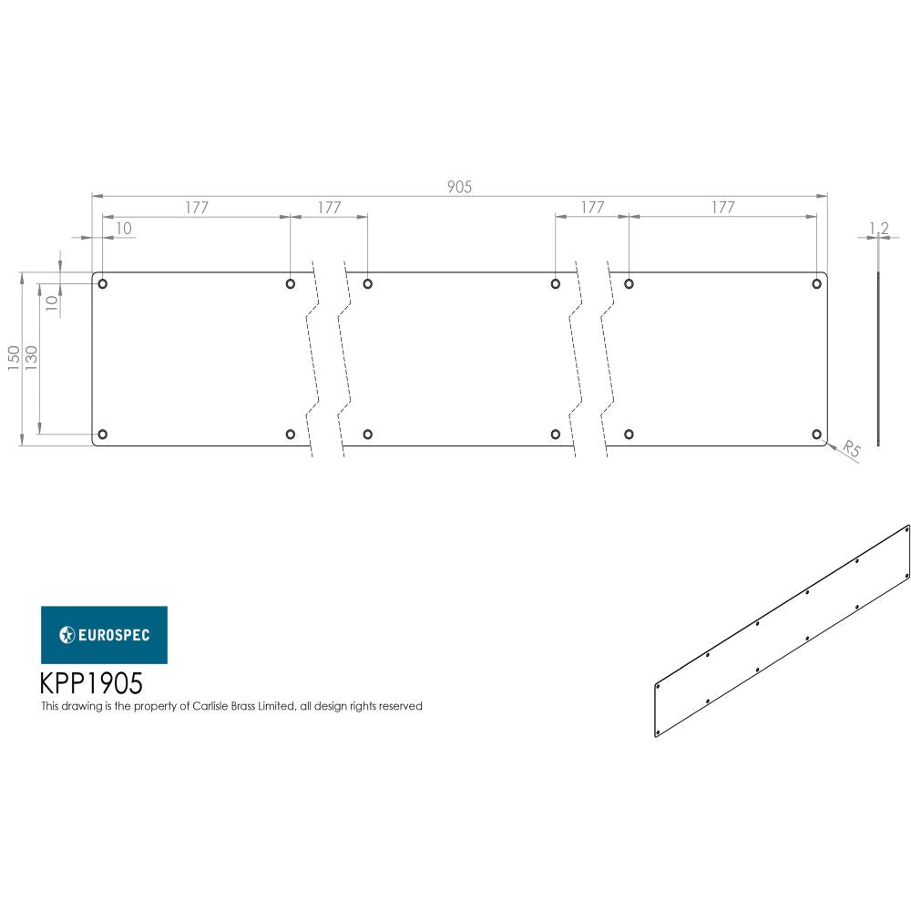 This is an image of Eurospec - Kickplate 905 x 150mm - SSS available to order from T.H Wiggans Architectural Ironmongery in Kendal, quick delivery and discounted prices.