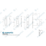 This image is a line drwaing of a Eurospec - 3 Lever Deadlock 64mm - Nickel Plate available to order from T.H Wiggans Architectural Ironmongery in Kendal