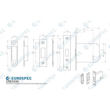 This image is a line drwaing of a Eurospec - 3 Lever Deadlock 76mm - Satin Nickel available to order from T.H Wiggans Architectural Ironmongery in Kendal