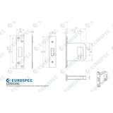 This image is a line drwaing of a Eurospec - Easi-T 3 Lever Deadlock 76mm - Satin Stainless Steel available to order from T.H Wiggans Architectural Ironmongery in Kendal