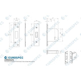 This image is a line drwaing of a Eurospec - Easi-T 5 Lever Deadlock 64mm - Satin Stainless Steel available to order from T.H Wiggans Architectural Ironmongery in Kendal