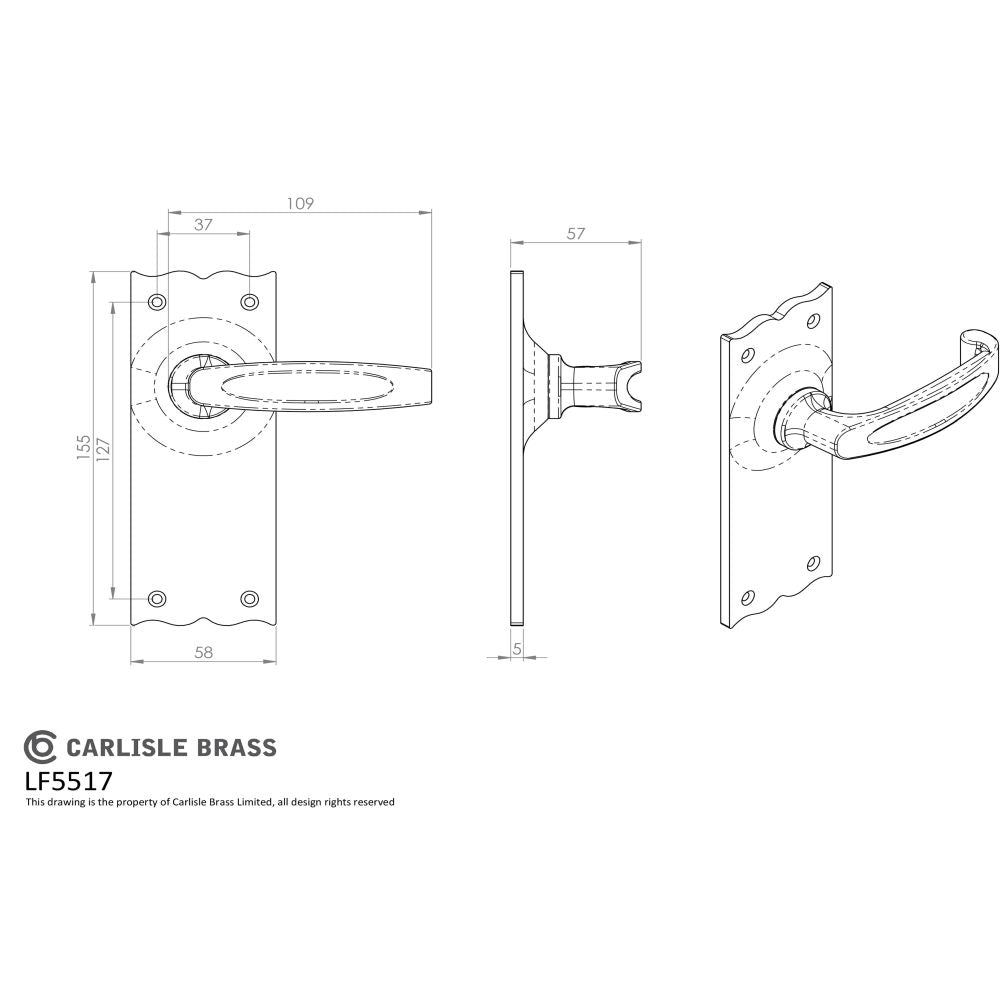 This image is a line drwaing of a Ludlow - Traditional V Lever on Latch Backplate - Black Antique available to order from Trade Door Handles in Kendal