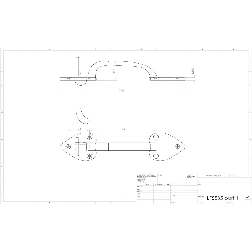 This image is a line drwaing of a Ludlow - Black Antique Thumb Latch Set - Black Antique available to order from Trade Door Handles in Kendal