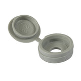 This is an image showing TIMCO Hinged Screw Caps - Large - Light Grey - To fit 5.0 to 6.0 Screw - 50 Pieces TIMpac available from T.H Wiggans Ironmongery in Kendal, quick delivery at discounted prices.