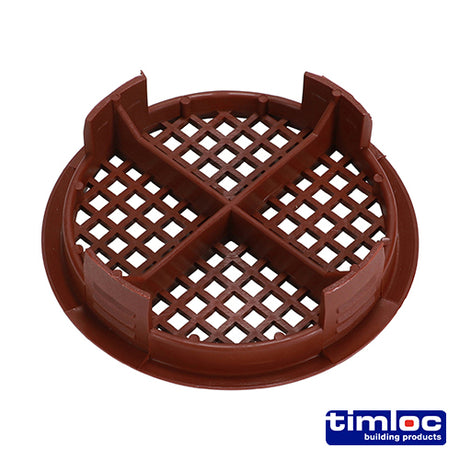 This is an image showing TIMCO Timloc Push-in Soffit Vent - Brown - 1142 - 70mm - 10 Pieces Bag available from T.H Wiggans Ironmongery in Kendal, quick delivery at discounted prices.