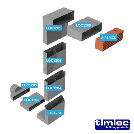 This is an image showing TIMCO Timloc Underfloor Vent - Vertical Extension Sleeve - 1204 - + 150mm - 20 Pieces Box available from T.H Wiggans Ironmongery in Kendal, quick delivery at discounted prices.