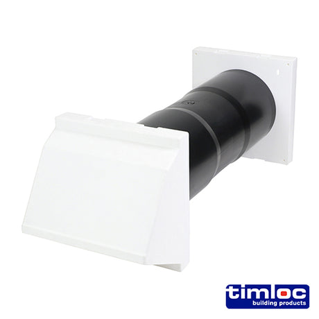 This is an image showing TIMCO Timloc Aero Core Through Wall Vent Set with Cowl and Baffle - White - ACV7CWH - 127 x 350 - 1 Each Bag available from T.H Wiggans Ironmongery in Kendal, quick delivery at discounted prices.