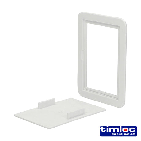 This is an image showing TIMCO Timloc Access Panel - Plastic - Clip Fit - White - AP110 - 115 x 165 - 1 Each Bag available from T.H Wiggans Ironmongery in Kendal, quick delivery at discounted prices.