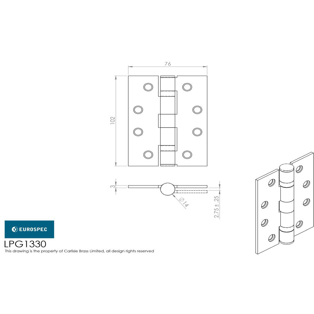 This image is a line drwaing of a Carlisle Brass - Hinge & Latch Pack - Satin Stainless Steel available to order from Trade Door Handles in Kendal