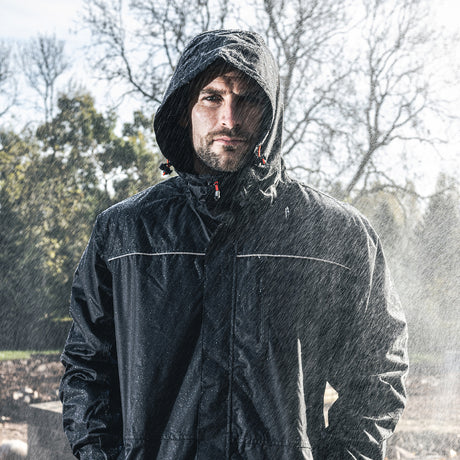 This is an image showing TIMCO Waterproof Lined Rain Jacket - Black - Large - 1 Each Bag available from T.H Wiggans Ironmongery in Kendal, quick delivery at discounted prices.